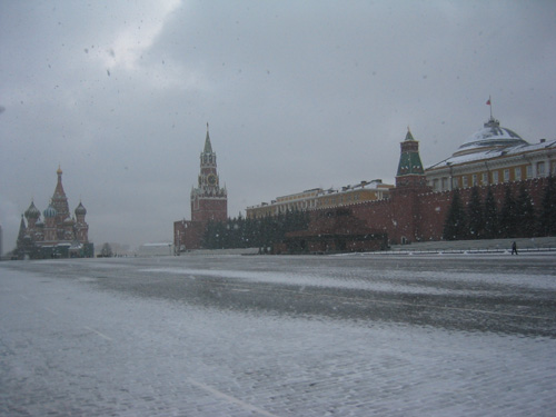 Roter Platz im Schneetreiben